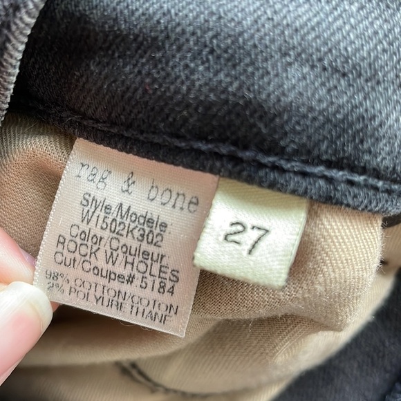 rag & bone jeans The Skinny in Rock with Holes sz 27 - Picture 13 of 14